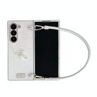 For Samsung Galaxy Z Fold4 5G Kirin Pattern Full Coverage Phone Case with Wrist Strap(White) - 1