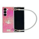 For Samsung Galaxy Z Fold4 5G Kirin Pattern Full Coverage Phone Case with Wrist Strap(Rose Red) - 1