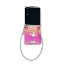 For Xiaomi Mix Flip Kirin Pattern Full Coverage Phone Case with Wrist Strap(Rose Red) - 1