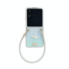 For Honor Magic V Flip Kirin Pattern Full Coverage Phone Case with Wrist Strap(Blue) - 1