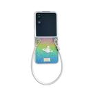 For Honor Magic V Flip Kirin Pattern Full Coverage Phone Case with Wrist Strap(Rainbow) - 1