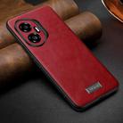 For Honor 300 SULADA Shockproof TPU Hybrid Handmade Leather Phone Case(Red) - 1
