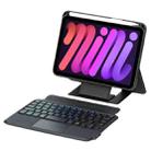 For iPad mini 2024 / mini 6 Holder Floating Detachable Backlight Keyboard Tablet Leather Case with Touchpad(Black) - 1