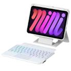 For iPad mini 2024 / mini 6 Holder Floating Detachable Backlight Keyboard Tablet Leather Case with Touchpad(White) - 1