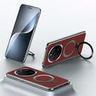 For Honor Magic7 Pro SULADA Top Grain Leather MagSafe Magnetic Holder Phone Case(Red) - 1