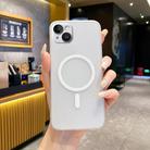 For iPhone 15 Plus Fine Hole Ice Fog MagSafe PC Phone Case(Transparent White) - 1