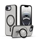 For iPhone 16e Airbag MagSafe Shockproof Frosted Phone Case with Fold Holder(Black) - 1