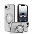 For iPhone 16e Airbag MagSafe Shockproof Frosted Phone Case with Fold Holder(Grey) - 1
