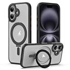 For iPhone 17 Airbag MagSafe Shockproof Frosted Phone Case with Fold Holder(Black) - 1