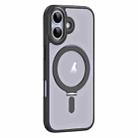For iPhone 17 Airbag MagSafe Shockproof Frosted Phone Case with Fold Holder(Black) - 2