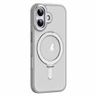 For iPhone 17 Airbag MagSafe Shockproof Frosted Phone Case with Fold Holder(Grey) - 2