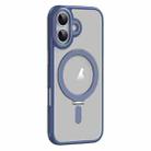 For iPhone 17 Airbag MagSafe Shockproof Frosted Phone Case with Fold Holder(Blue) - 2