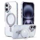 For iPhone 17 Airbag MagSafe Shockproof Frosted Phone Case with Fold Holder(Silver) - 1