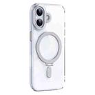 For iPhone 17 Airbag MagSafe Shockproof Frosted Phone Case with Fold Holder(Silver) - 2