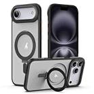 For iPhone 17 Air Airbag MagSafe Shockproof Frosted Phone Case with Fold Holder(Black) - 1