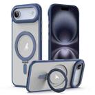 For iPhone 17 Air Airbag MagSafe Shockproof Frosted Phone Case with Fold Holder(Blue) - 1