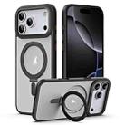 For iPhone 17 Pro Max Airbag MagSafe Shockproof Frosted Phone Case with Fold Holder(Black) - 1