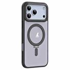For iPhone 17 Pro Max Airbag MagSafe Shockproof Frosted Phone Case with Fold Holder(Black) - 2