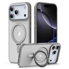 For iPhone 17 Pro Max Airbag MagSafe Shockproof Frosted Phone Case with Fold Holder(Grey) - 1