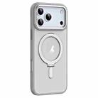 For iPhone 17 Pro Max Airbag MagSafe Shockproof Frosted Phone Case with Fold Holder(Grey) - 2