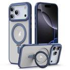 For iPhone 17 Pro Max Airbag MagSafe Shockproof Frosted Phone Case with Fold Holder(Blue) - 1
