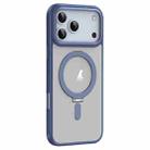 For iPhone 17 Pro Max Airbag MagSafe Shockproof Frosted Phone Case with Fold Holder(Blue) - 2
