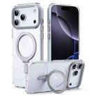 For iPhone 17 Pro Max Airbag MagSafe Shockproof Frosted Phone Case with Fold Holder(Silver) - 1