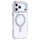 For iPhone 17 Pro Max Airbag MagSafe Shockproof Frosted Phone Case with Fold Holder(Silver) - 2