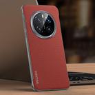 For Honor Magic7 SULADA Frameless Top Layer Cowhide Leather Hybrid PC Phone Case(Red) - 1