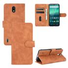 For Nokia 1.3 Solid Color Skin Feel Magnetic Buckle Horizontal Flip Calf Texture PU Leather Case with Holder & Card Slots & Wallet(Brown) - 1