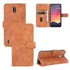 For Nokia C2 Solid Color Skin Feel Magnetic Buckle Horizontal Flip Calf Texture PU Leather Case with Holder & Card Slots & Wallet(Brown) - 1