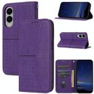 For Samsung Galaxy S25 Edge 5G Woven Texture Stitching Magnetic Leather Phone Case(Purple) - 1