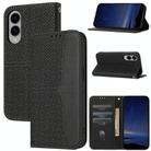 For Samsung Galaxy S25 Edge 5G Woven Texture Stitching Magnetic Leather Phone Case(Black) - 1