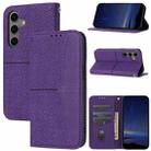 For Samsung Galaxy S25 FE 5G Woven Texture Stitching Magnetic Leather Phone Case(Purple) - 1