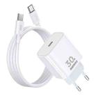 REMAX RP-U71 30W Type-C All-compatible GaN Charger with Data Cable, Plug:EU Plug(White) - 1