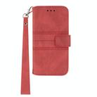 For Samsung Galaxy S25 Edge 5G Embossed Stripes Skin Feel Leather Phone Case(Red) - 2