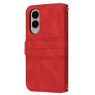 For Samsung Galaxy S25 Edge 5G Embossed Stripes Skin Feel Leather Phone Case(Red) - 3