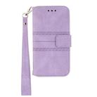 For Samsung Galaxy S25 Edge 5G Embossed Stripes Skin Feel Leather Phone Case(Light Purple) - 2