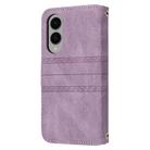 For Samsung Galaxy S25 Edge 5G Embossed Stripes Skin Feel Leather Phone Case(Light Purple) - 3