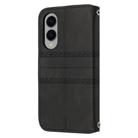 For Samsung Galaxy S25 Edge 5G Embossed Stripes Skin Feel Leather Phone Case(Black) - 3