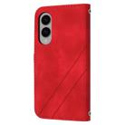 For Samsung Galaxy S25 Edge 5G Embossed Line Leather Phone Case with Lanyard(Red) - 3