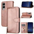 For Samsung Galaxy S25 Edge 5G Oil Skin Zipper Wallet Leather Phone Case(Rose Gold) - 1
