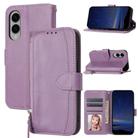 For Samsung Galaxy S25 Edge 5G Oil Skin Zipper Wallet Leather Phone Case(Purple) - 1