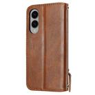 For Samsung Galaxy S25 Edge 5G Oil Skin Zipper Wallet Leather Phone Case(Brown) - 3