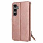 For Samsung Galaxy S25 FE 5G Oil Skin Zipper Wallet Leather Phone Case(Rose Gold) - 3