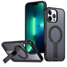 For iPhone 13 Pro Max / 12 Pro Max Honeycomb Cooling MagSafe Holder Phone Case(Black) - 1