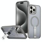 For iPhone 15 Pro Honeycomb Cooling MagSafe Holder Phone Case(Titanium Grey) - 1