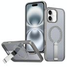 For iPhone 16 Honeycomb Cooling MagSafe Holder Phone Case(Titanium Grey) - 1
