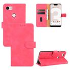 For Google Pixel 3 XL Solid Color Skin Feel Magnetic Buckle Horizontal Flip Calf Texture PU Leather Case with Holder & Card Slots & Wallet(Rose Red) - 1