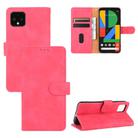 For Google Pixel 4 Solid Color Skin Feel Magnetic Buckle Horizontal Flip Calf Texture PU Leather Case with Holder & Card Slots & Wallet(Rose Red) - 1